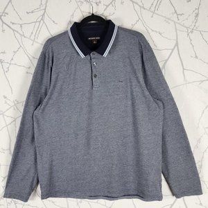 Michael Kors Blue Gray Long Sleeve Polo Shirt